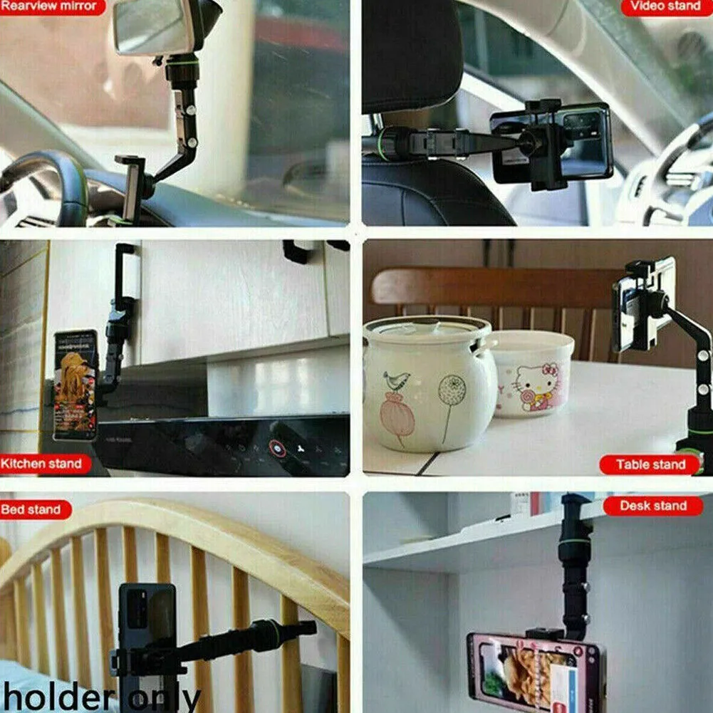 US 2-4 Multi-function Mirror Phone Holder Mount Car Rearview Rotation Adjustable