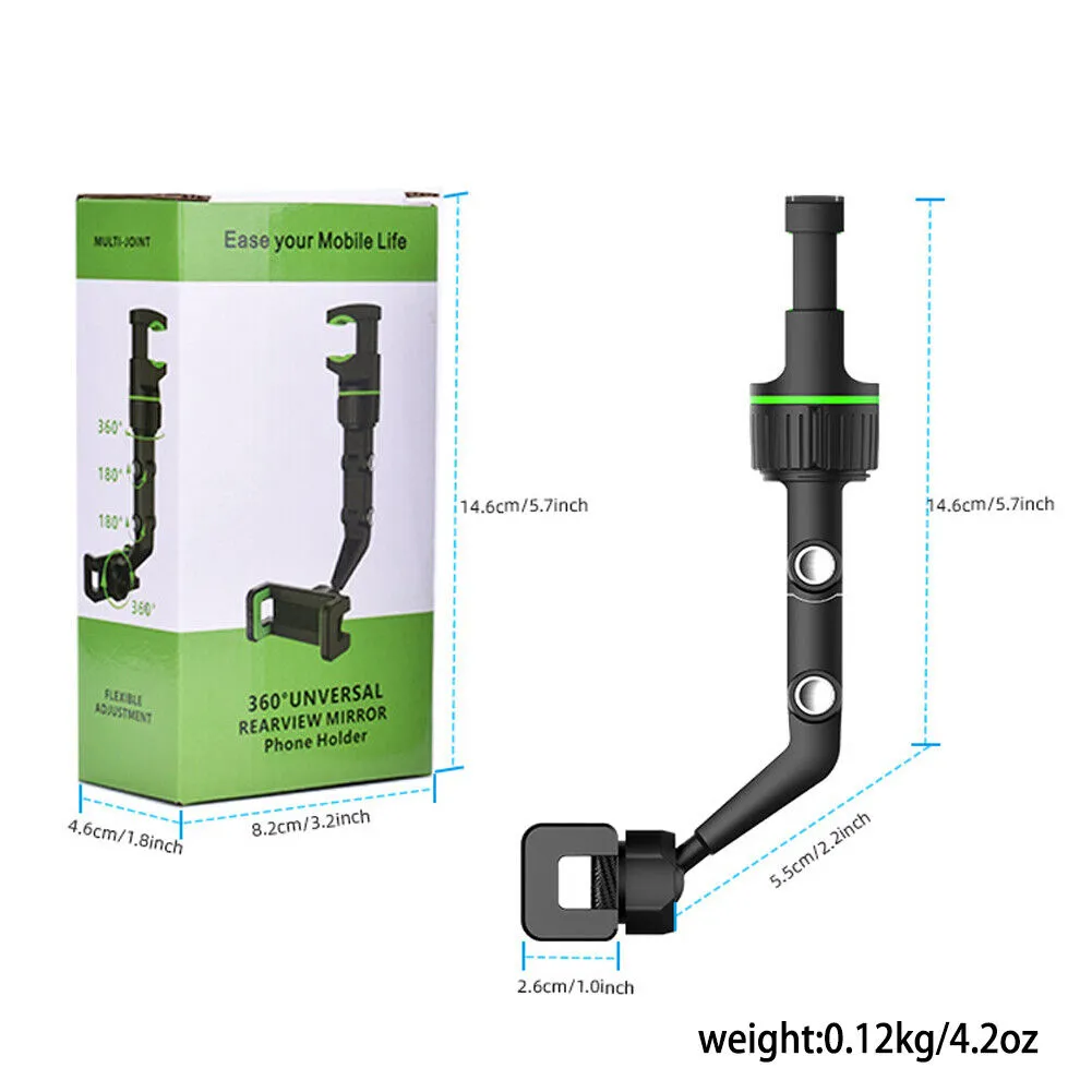 US 2-4 Multi-function Mirror Phone Holder Mount Car Rearview Rotation Adjustable