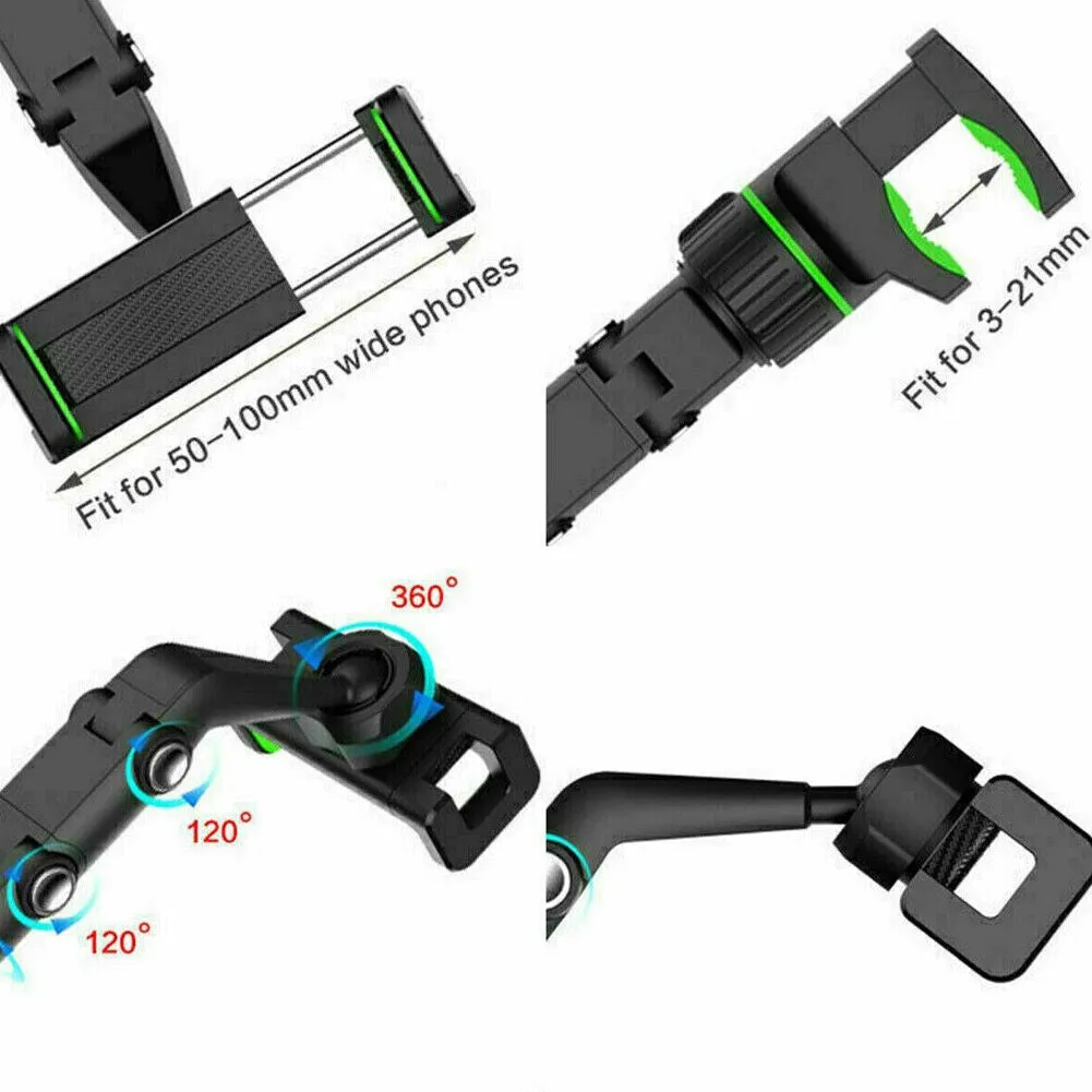 US 2-4 Multi-function Mirror Phone Holder Mount Car Rearview Rotation Adjustable