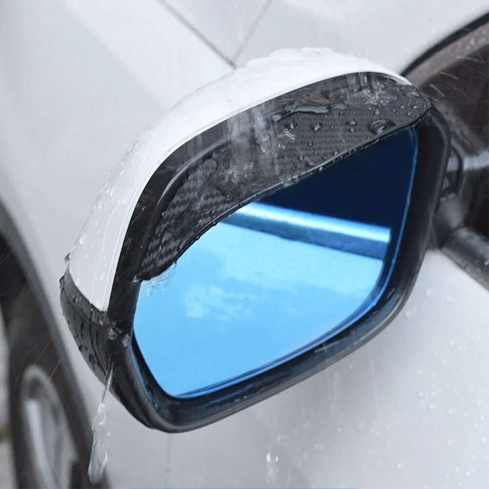 US 2-4 Rear View Side Mirror Rain Sun Visor Smoke Eyebrow Guard Carbon Fiber Car