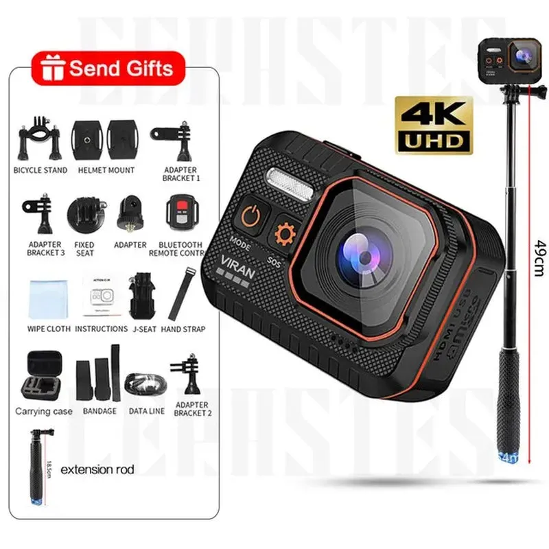 Waterproof Action Camera 4K60FPS with Remote Control