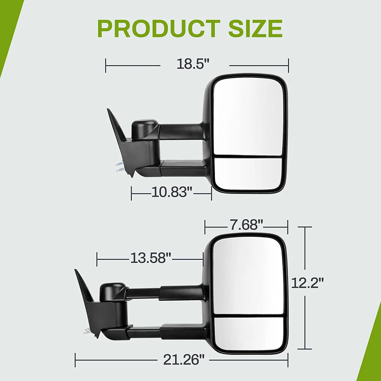 YITAMOTOR® 1988-1998 Chevy GMC C1500 C2500 C3500 K1500 K2500 K3500 Pickup Truck Manual Extendable Towing Mirrors