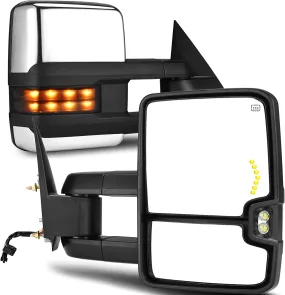 YITAMOTOR® 1999-2002 Chevy Silverado Sierra 1500 2500, 2001-2002 GMC Yukon XL Denali Towing Mirrors with LED Turn Signal Light