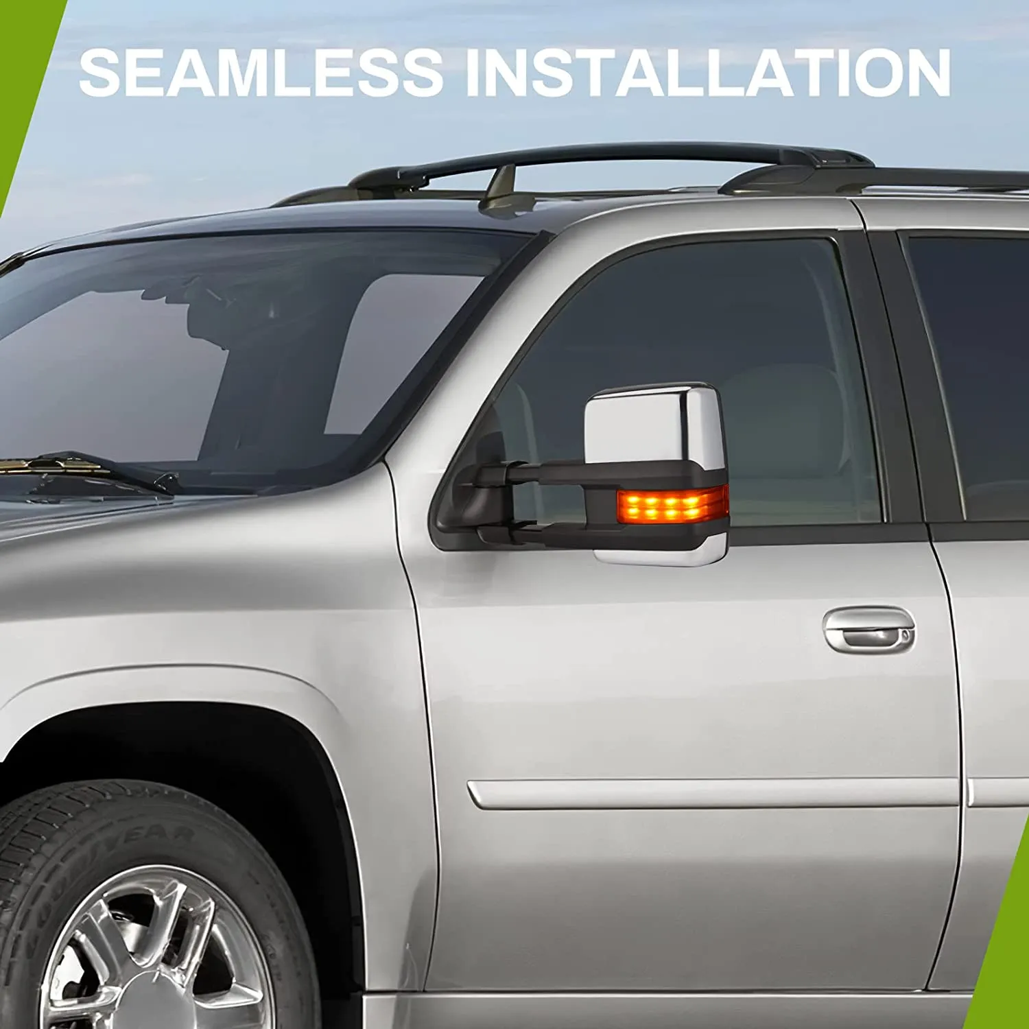 YITAMOTOR® 1999-2002 Chevy Silverado Sierra 1500 2500, 2001-2002 GMC Yukon XL Denali Towing Mirrors with LED Turn Signal Light