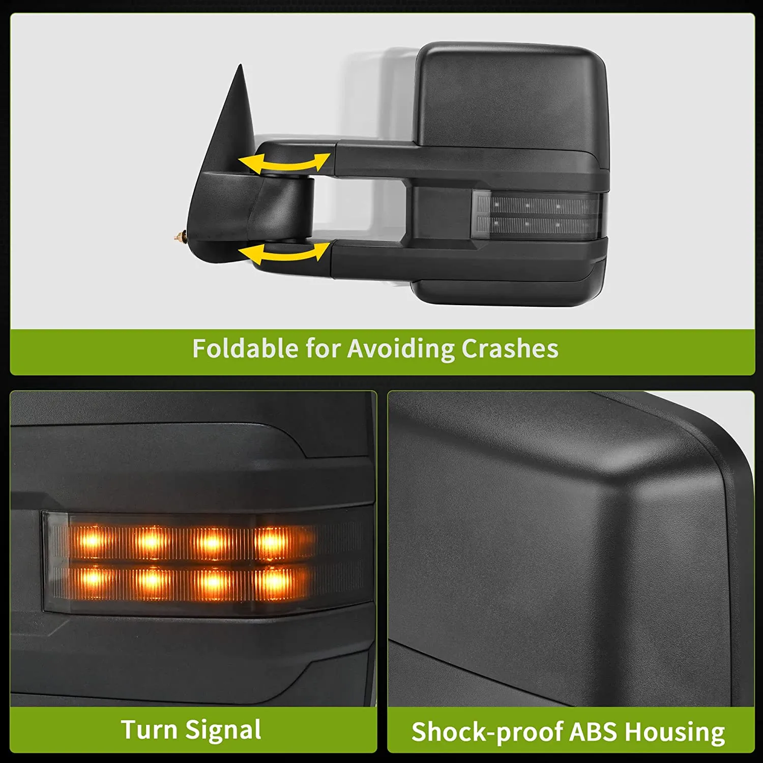YITAMOTOR® 1999-2002 Chevy Silverado Sierra 1500 2500, 2001-2002 GMC Yukon XL Denali Towing Mirrors