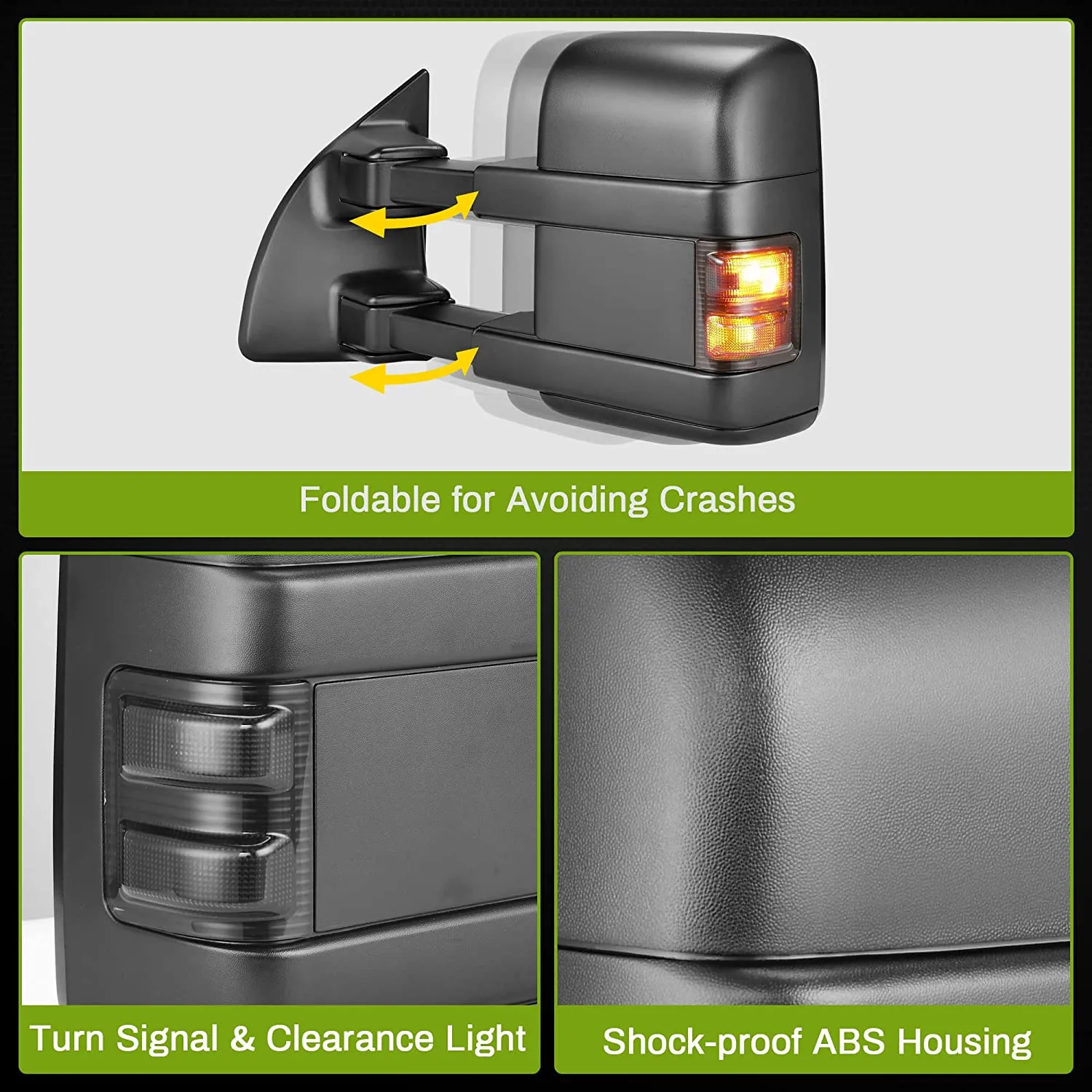YITAMOTOR® 1999-2007 Ford F250 F350 F450 F550 Super Duty Tow Mirrors with Led Turn Light