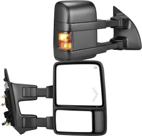 YITAMOTOR® 1999-2007 Ford F250 F350 F450 F550 Super Duty Tow Mirrors with Led Turn Light