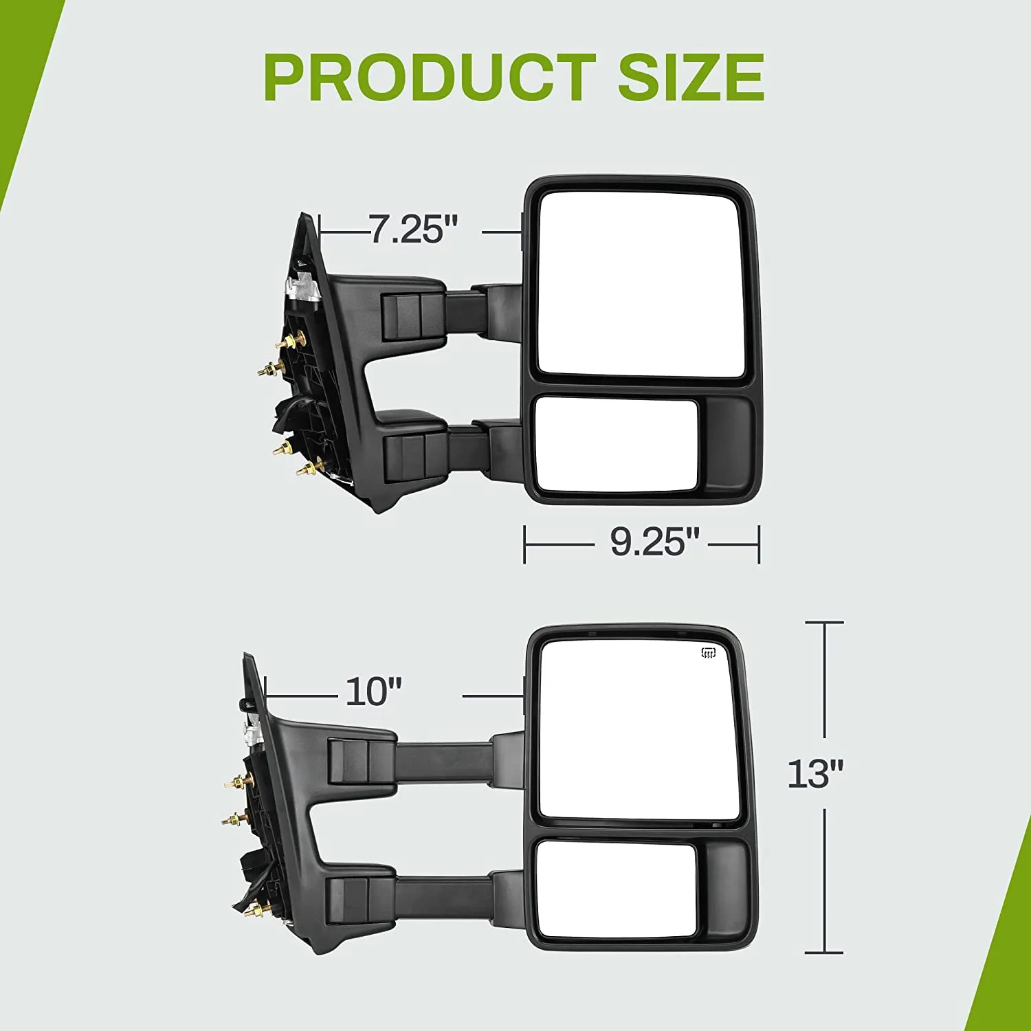 YITAMOTOR® 1999-2007 Ford F250 F350 F450 F550 Super Duty Towing Mirrors, LED Turn Signal Power Heated Telescoping Trailer