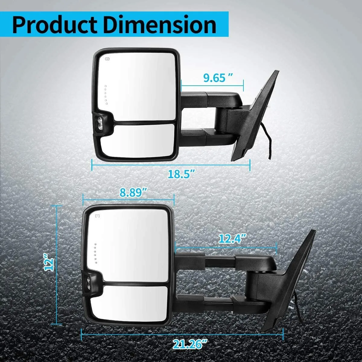 YITAMOTOR® 2007-2013 Chevy Silverado GMC Sierra Extendable Tow Mirrors Powered Heated (07 for New Body ONLY)