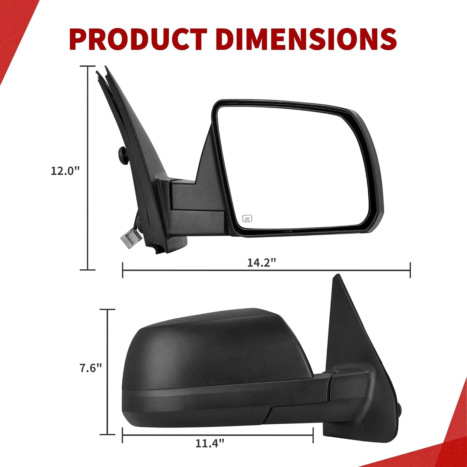 YITAMOTOR® 2007-2013 Toyota Tundra Right Passenger Side Mirror with Power Heated Manual Folding