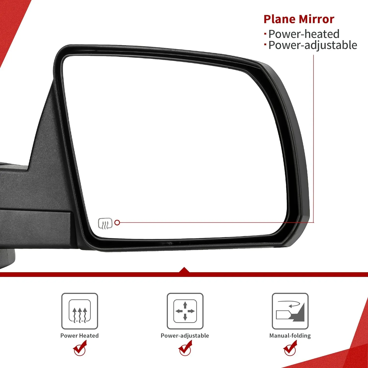 YITAMOTOR® 2007-2013 Toyota Tundra Right Passenger Side Mirror with Power Heated Manual Folding