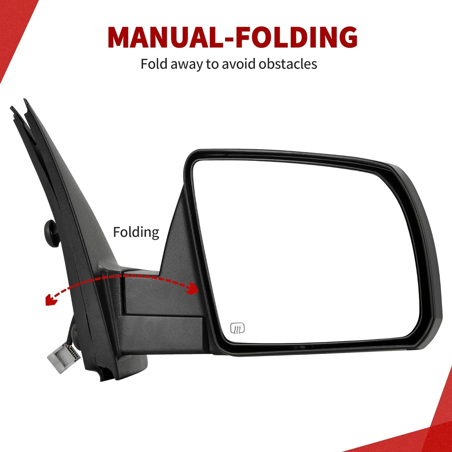 YITAMOTOR® 2007-2013 Toyota Tundra Right Passenger Side Mirror with Power Heated Manual Folding