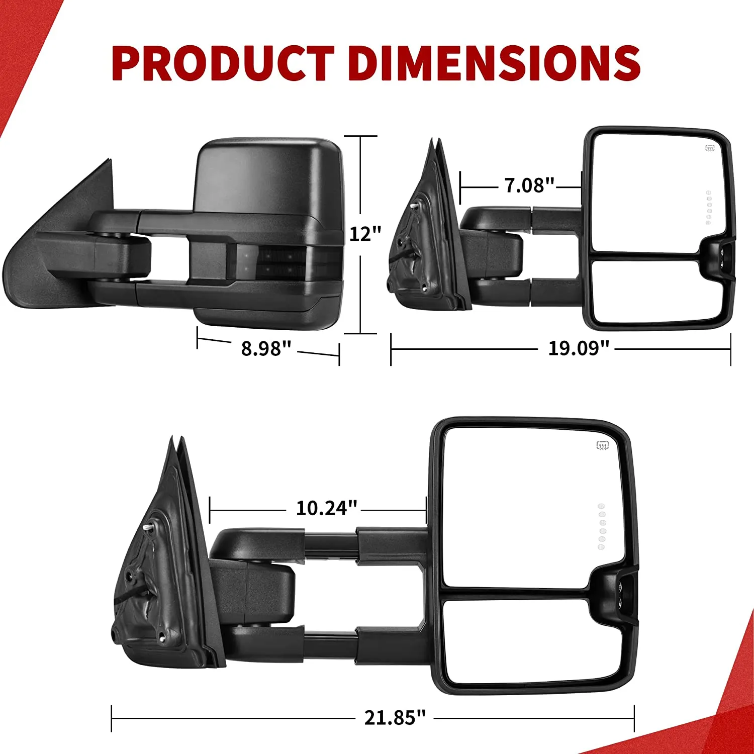 YITAMOTOR® 2014-2018 Chevy Silverado 1500 GMC Sierra 1500, 15-18 Silverado 2500 HD,3500 HD Towing Mirrors