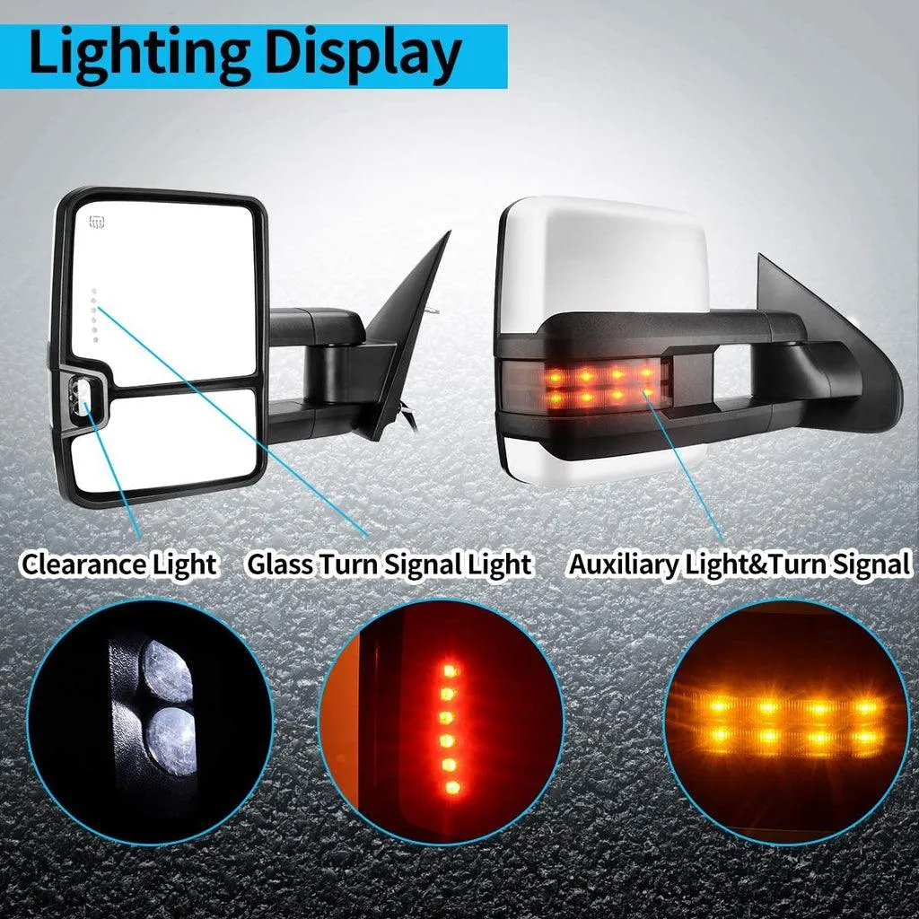 YITAMOTOR® Towing Mirrors Compatible with 2014-2018 Chevy Silverado GMC Sierra 1500, 2015-2018 Silverado/Sierra 2500HD 3500HD Pickup, Tow Mirrors with Power Heated Turn Signal Light LH RH Side Pair