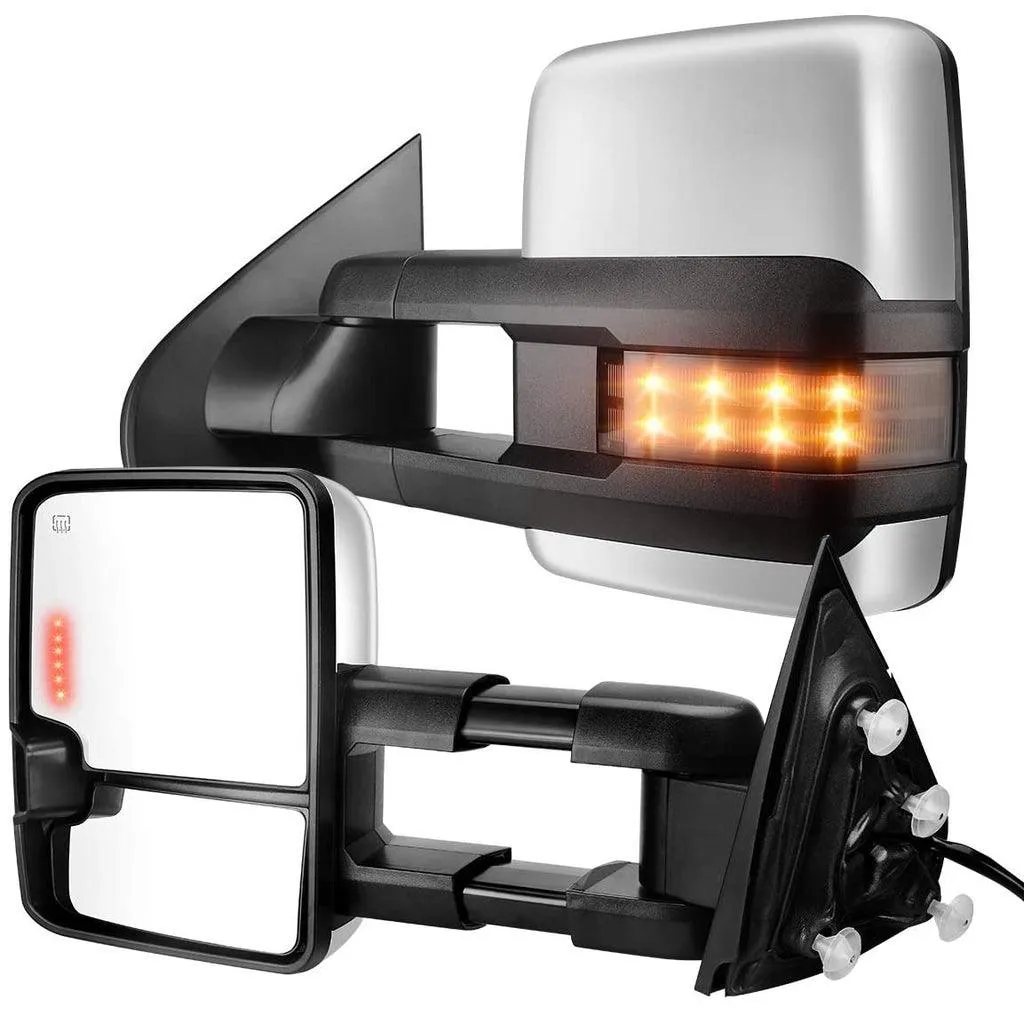 YITAMOTOR® Towing Mirrors Compatible with 2014-2018 Chevy Silverado GMC Sierra 1500, 2015-2018 Silverado/Sierra 2500HD 3500HD Pickup, Tow Mirrors with Power Heated Turn Signal Light LH RH Side Pair