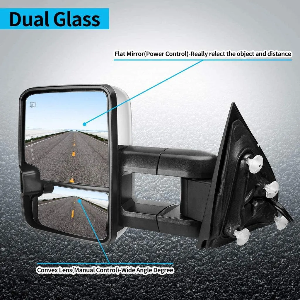 YITAMOTOR® Towing Mirrors Compatible with 2014-2018 Chevy Silverado GMC Sierra 1500, 2015-2018 Silverado/Sierra 2500HD 3500HD Pickup, Tow Mirrors with Power Heated Turn Signal Light LH RH Side Pair